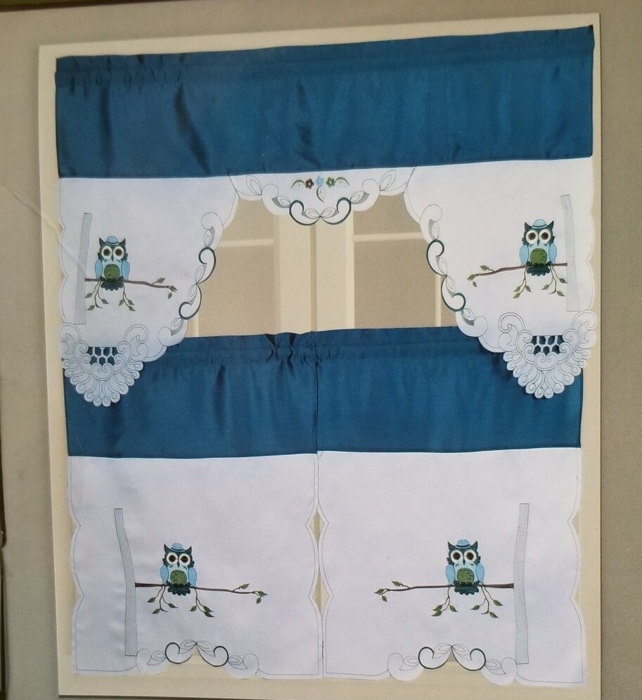 Blue Owl kitchen Curtain