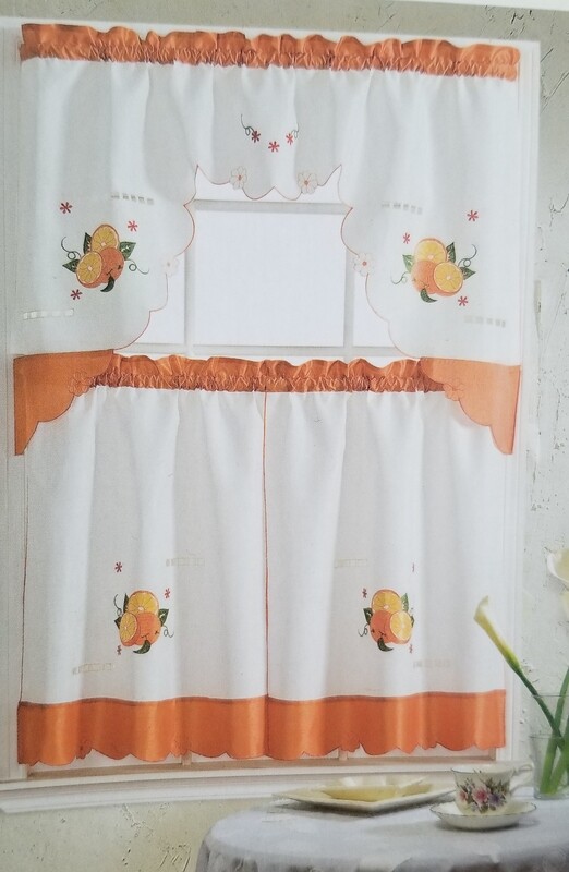 Orange Embroidered kitchen curtain