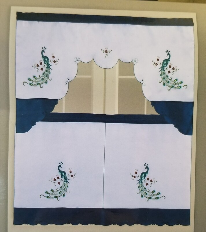 Blue peacock kichen curtain