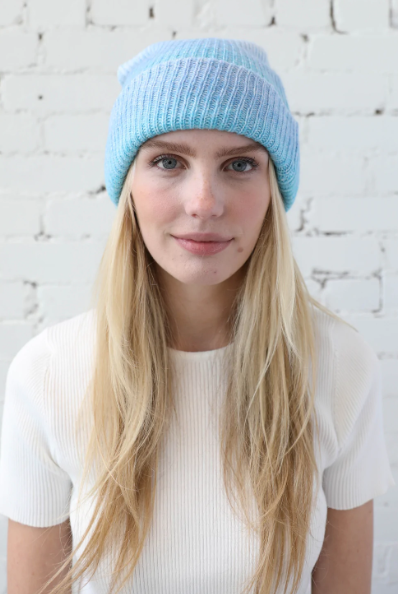 Ombre blue Ribbed hat