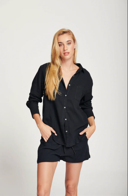 Zosia cotton gauze shirt (caviar)