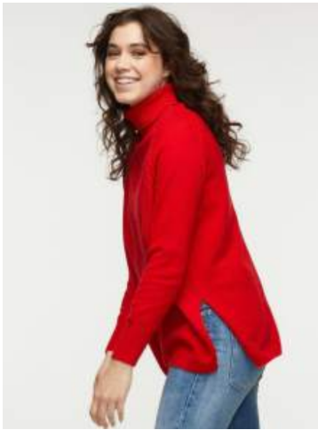 Cable Trim Roll Neck Sweater