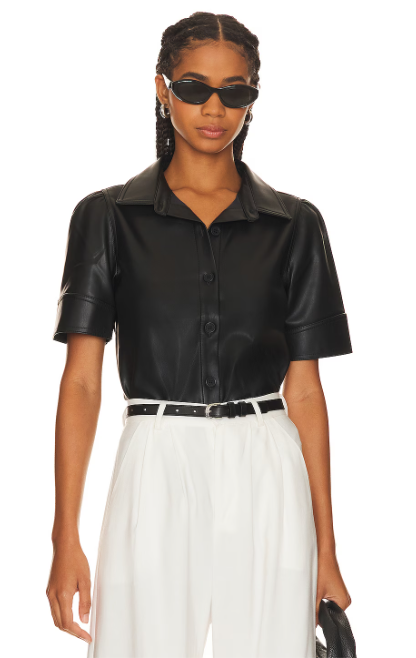 Virginia Faux Leather Blouse