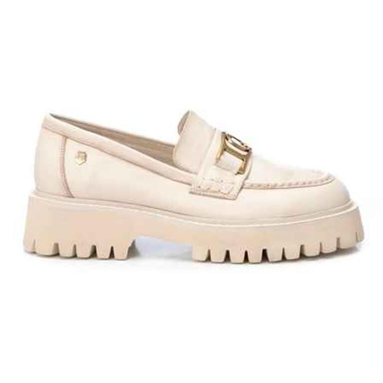 White leather loafer