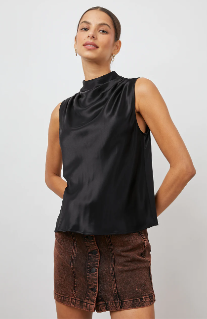 KALEEN Satin Sleeveless Mock neck