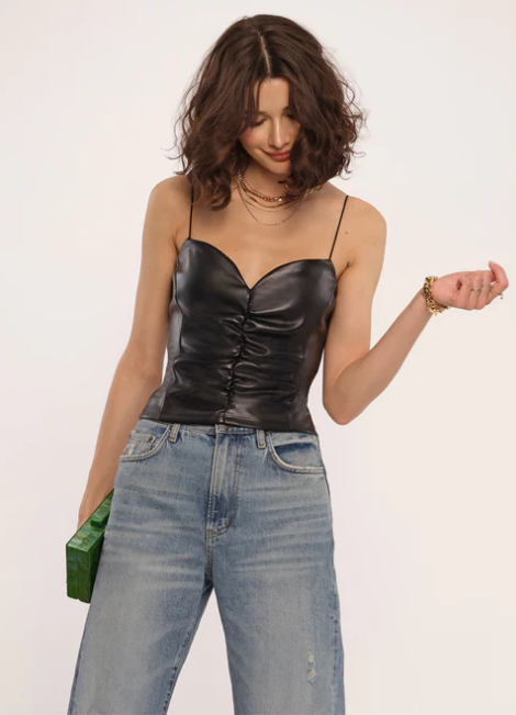 Cassis Faux Leather Cami