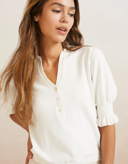Sweater with Puff sleeve and ruffle