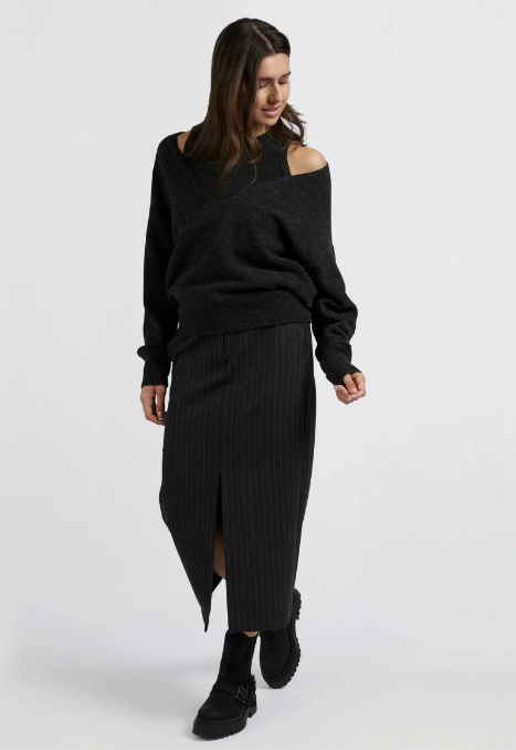 Pinstripe Midi Skirt