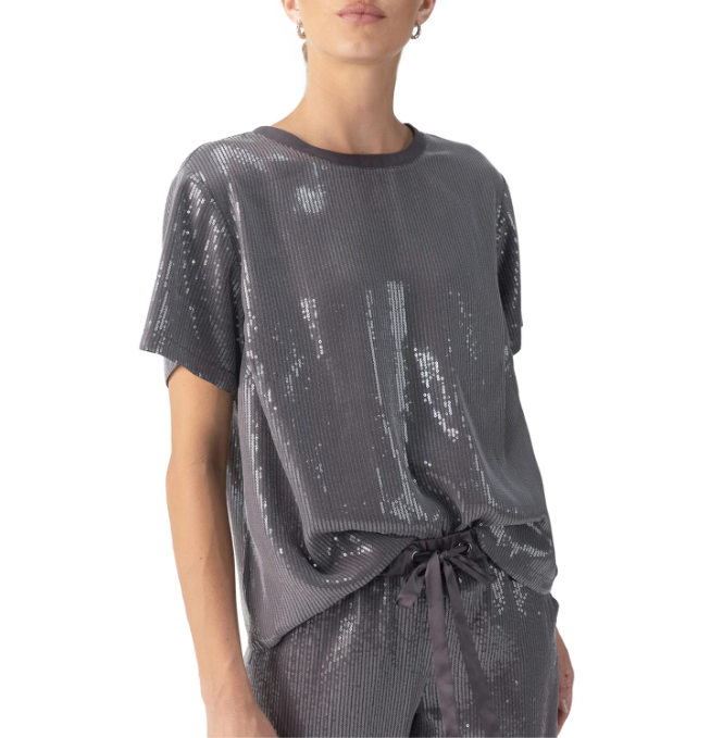 Perfect Sequin Woven top (Gunmetal)