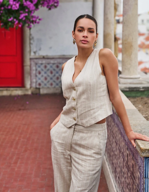 Striped Linen Vest