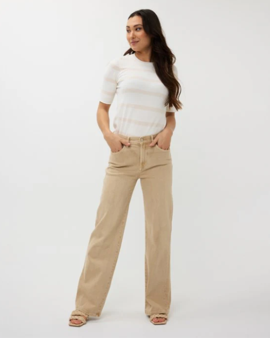 Esqualo Wide Leg Jeans in Sand
