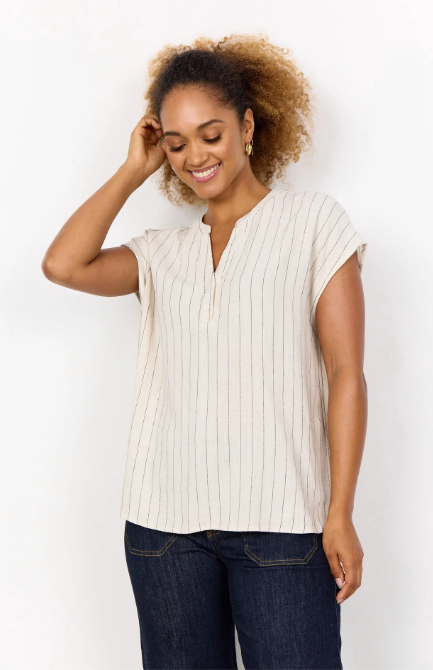 Poula1 striped linen top