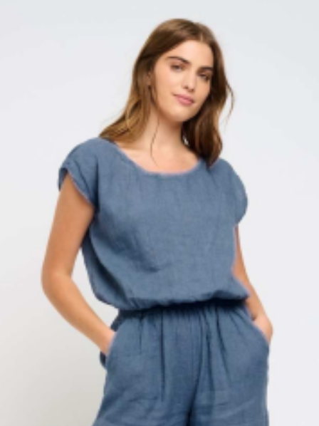 Linen top with elastic bottom