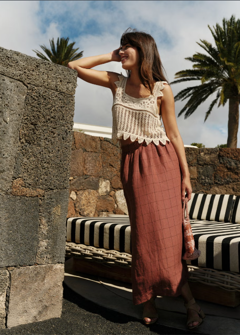 Windowpane skirt
