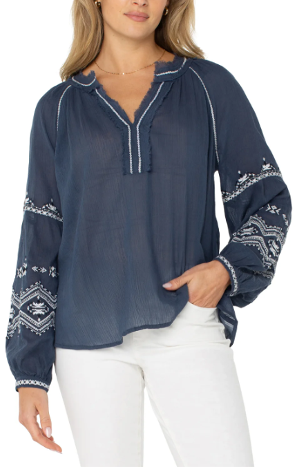 Embroidered Raglan blouse