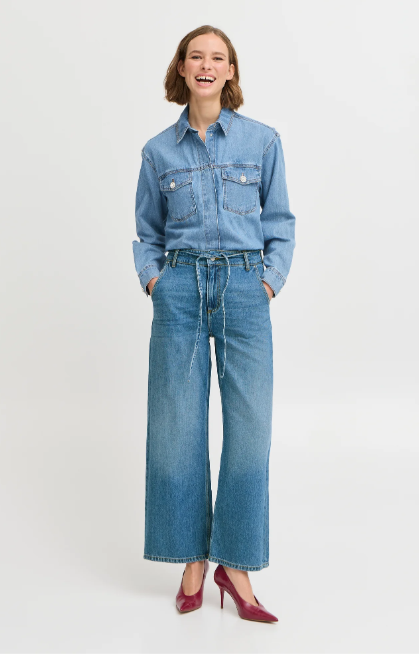 BYKIMU wide leg belted jeans