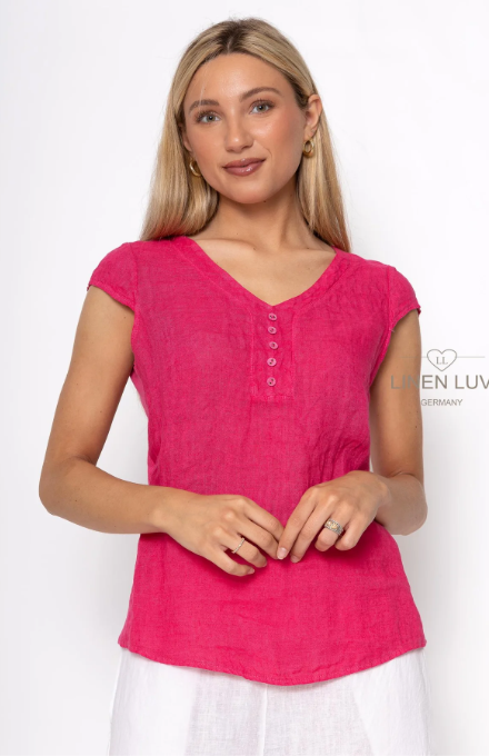 French Linen Sleeveless top (fuxia)