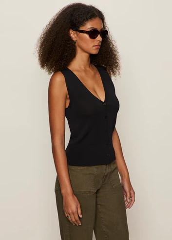Button Front Ribbed Tank