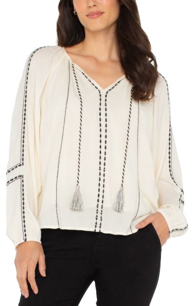 Embroidered Raglan Sleeve Blouse