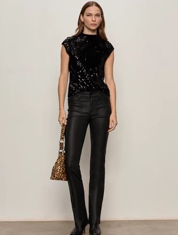 Slick Brook Coated Bootcut Denim in black