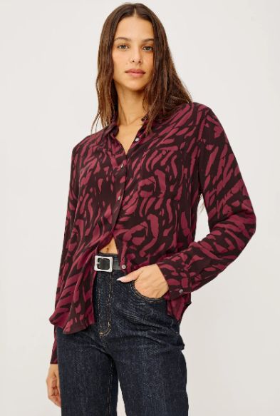 Josephine Blouse in oxblood tiger stripe
