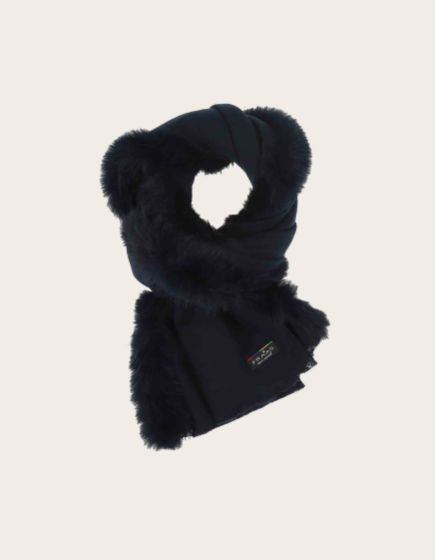 Poncho Scarf with fur trim (Navy only)