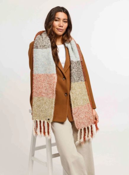 Large Box Check Scarf (Pastel tones)