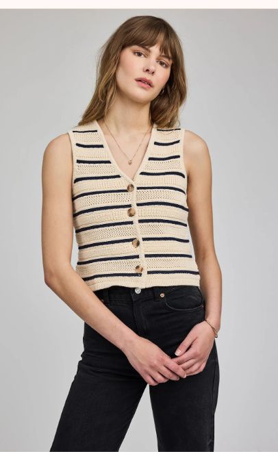 Marianna Vest (Navy stripe)
