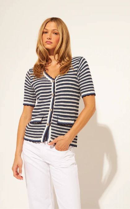 Clement Short Sleeved Striped Cardigan