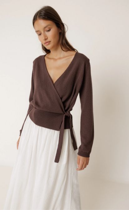 Faux Wrap Knit Sweater