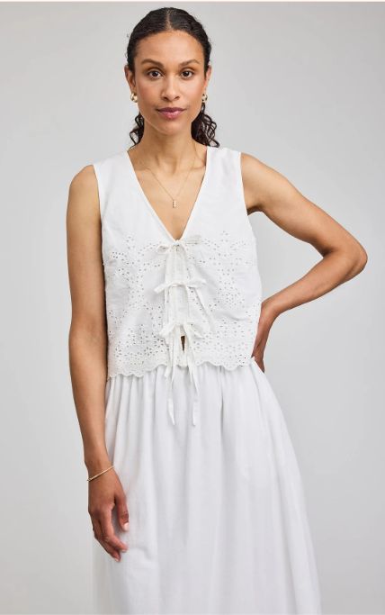 Rhea Sleeveless Lace Tie Blouse