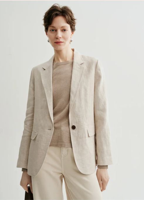 Beige Linen Blazer