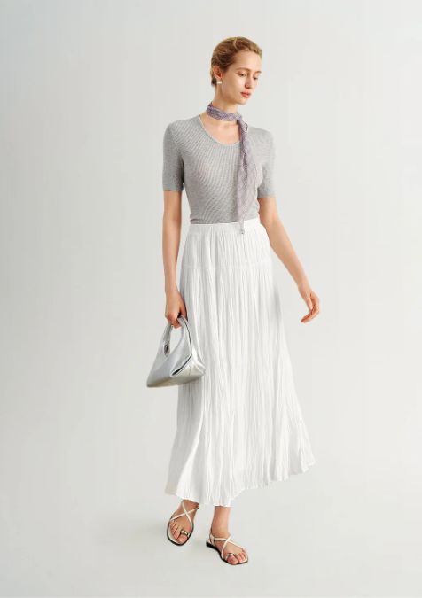 Pleated White Skirt