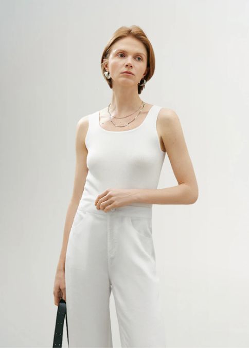 White Lyocell Tank Top
