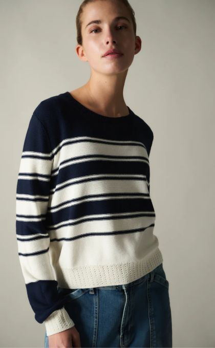 Navy/White Striped Sweater