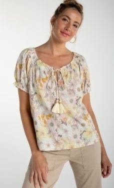 Short Sleeve Tie Neck blouse