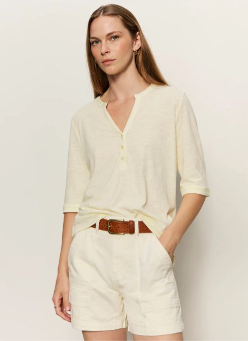 Rolled Sleeve Tee in Lemon Drop