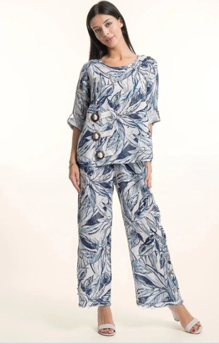 French Linen Print Pant