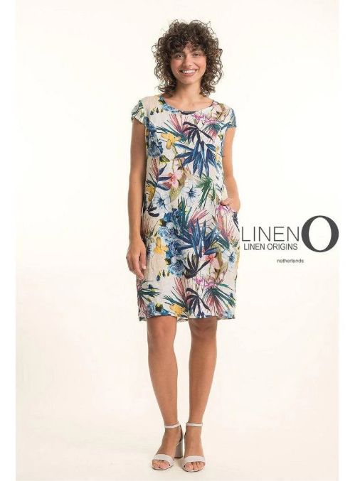 French Linen Floral Dress