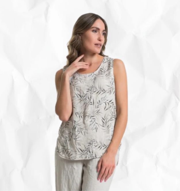 French Linen Print Tank