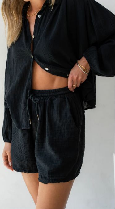 Anais Cotton Gauze Shorts (black)