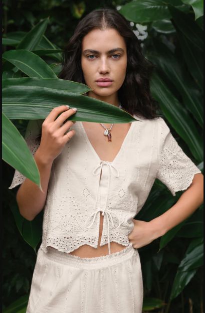 OCEANSIDE EYELET TIE TOP