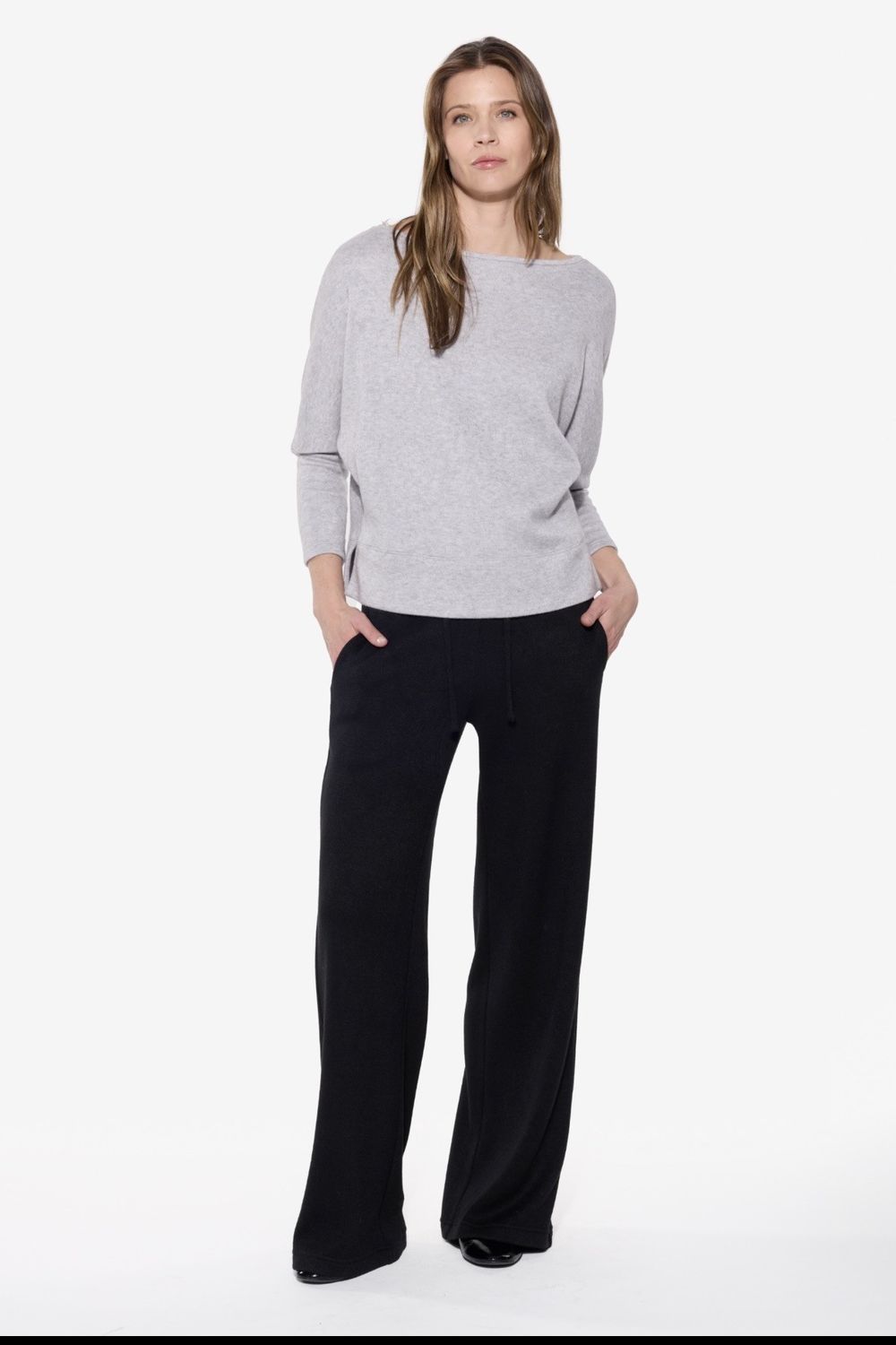 Wide Leg Slip on Ponte Pant (navy)