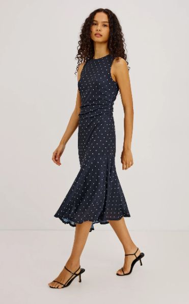 DAIJA Dress in Navy Polka dot