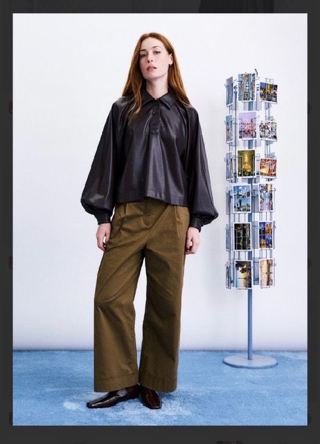 SEORAK faux leather blouse in fig