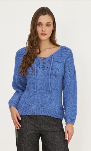 Fluffy Lace Up Sweater