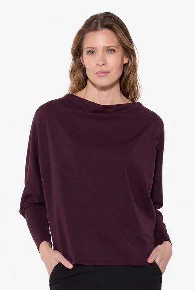 Fleece Draped Neckline Doleman top (black)