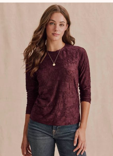 Cecelia Burn out lace long sleeve top