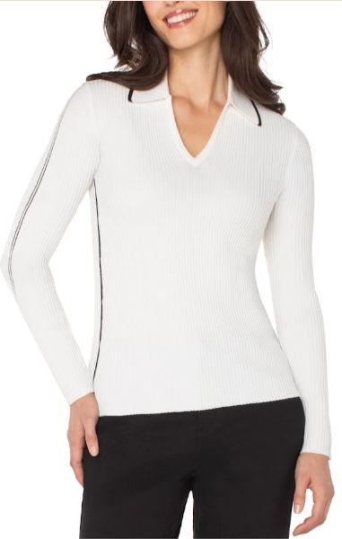 V Neck Collared Sweater with