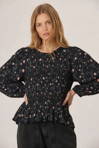 Smocked Floral Blouse